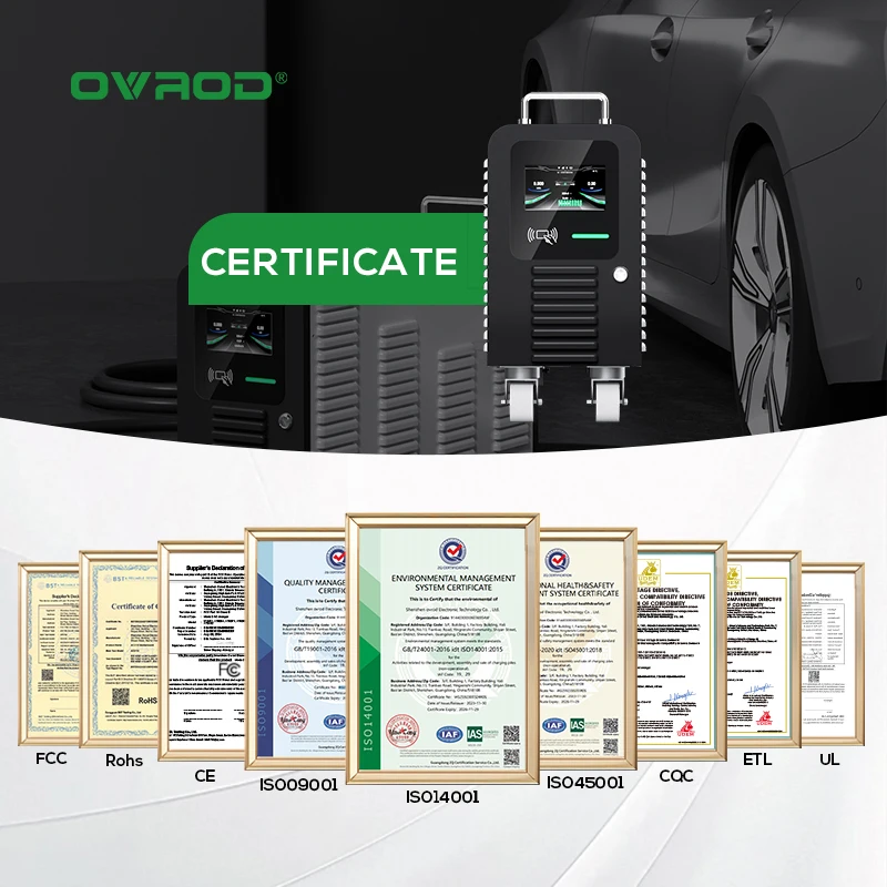 Ovrod GB/T 20Kw Fast Homeuse Electric Vehicle DC EV Charger Floor-Mounted DC EV Charging Station Movable DC EV Charging Pile