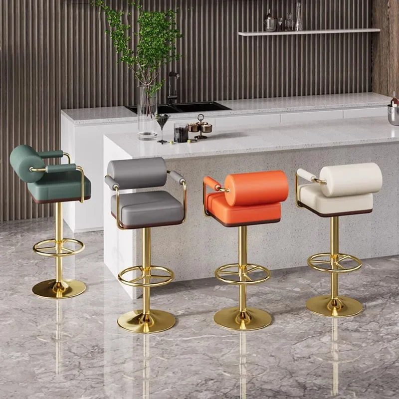 

Luxury Modern Design Bar Chairs Stool Minimalistic Leather Nordic Bar Stool Swivel Counter Height Taburete Alto Bar Accessories