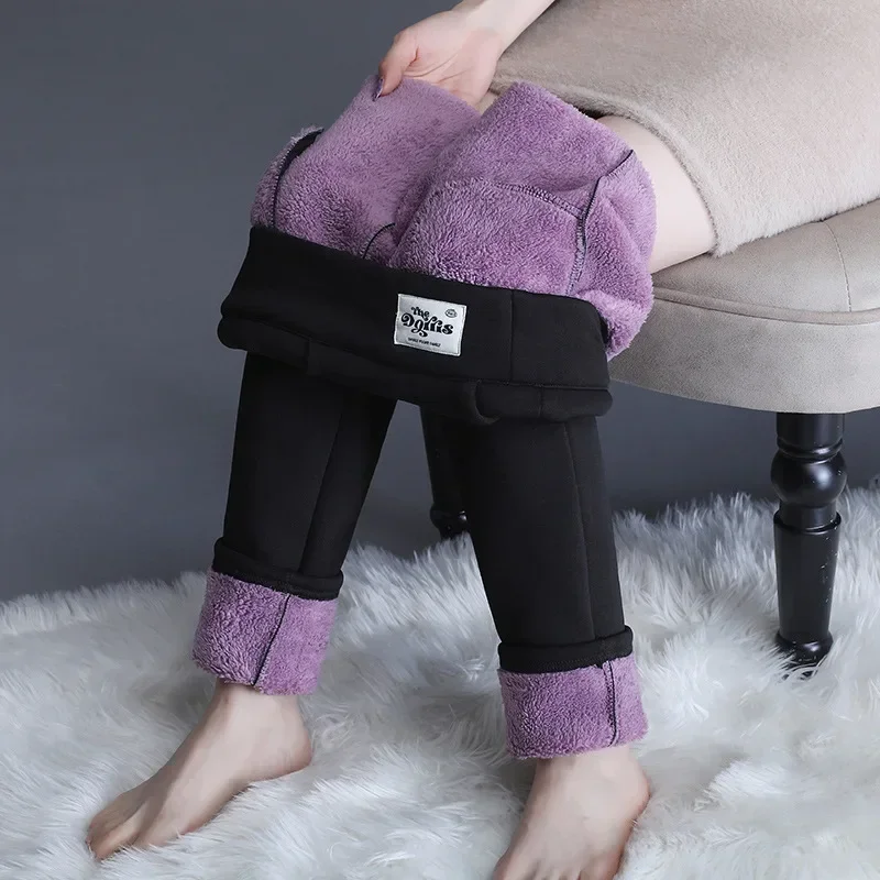 Damskie grube legginsy polarowe, damskie ciepłe spodnie ołówkowe z wysokim stanem, zimowe spodnie rozciągliwe w dużych rozmiarach