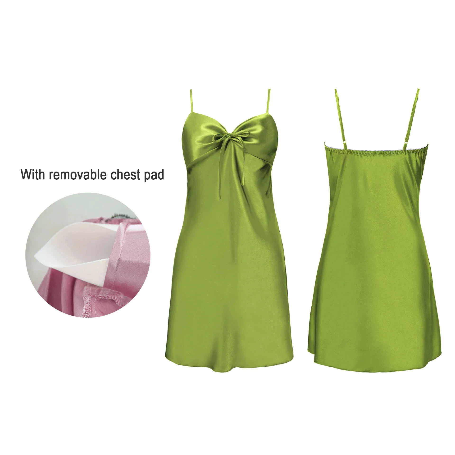 Women's Night Sleep Dress Sexy Backless V Neck Suspenders Nightdress With Chest Pads Pajamas Ladies' Mini Skirt Sleepwear