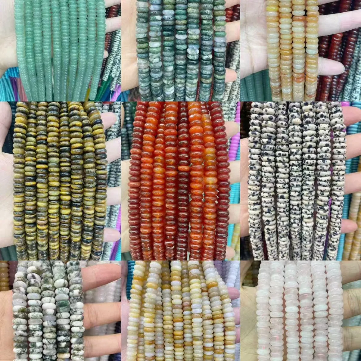 3 X 10Mm Natural Tiger Stone  Abacus Beads Loose Beads  Handmade DIY Bracelet Necklace Jewelry Making Accessories Wholesale