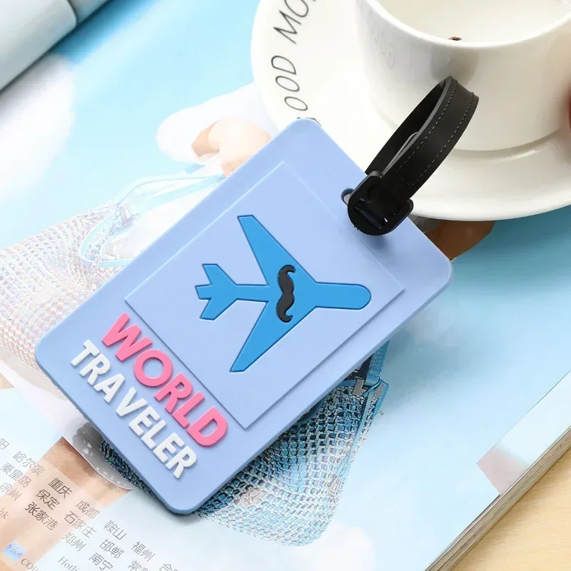 1pc Cute Cartoon Luggage Tags PVC Plane Baggage Name Tag Suitcase Bag ID Address Labels Bag Tags for Luggage Travel Accessories