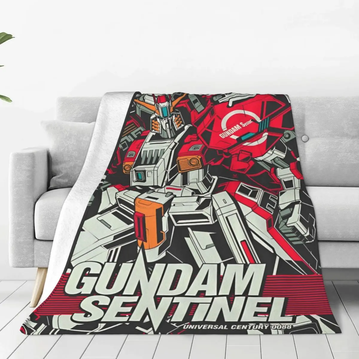 Gundam Blanket Soft Print Plush Throw Blanket For Living Room Travel Office Flannel Bedspread Bed Cover