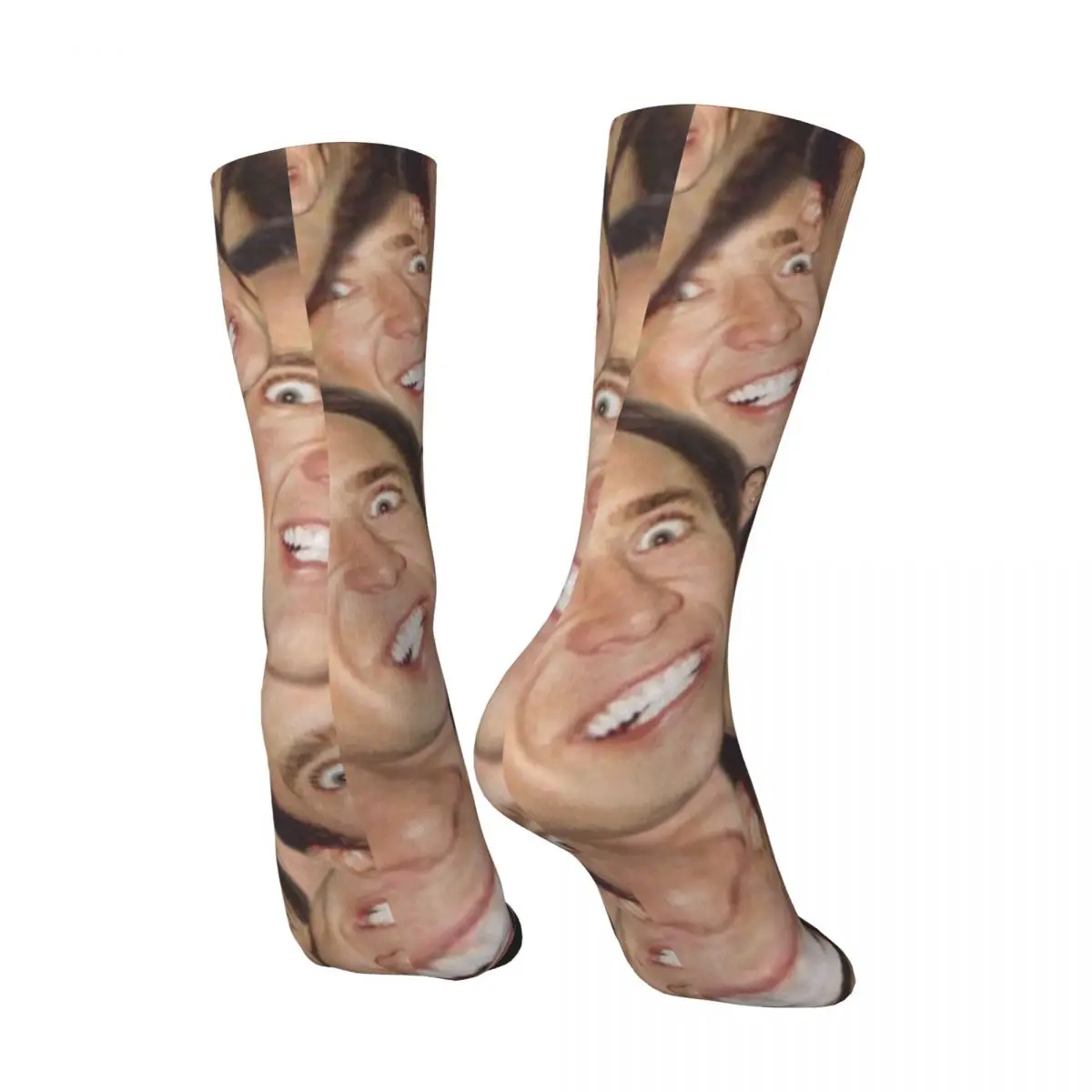 Nicolas Cage Meme Socks Funny Face Collage Funny Stockings Winter Non Slip Women Men Socks Medium Soft Pattern Running Socks