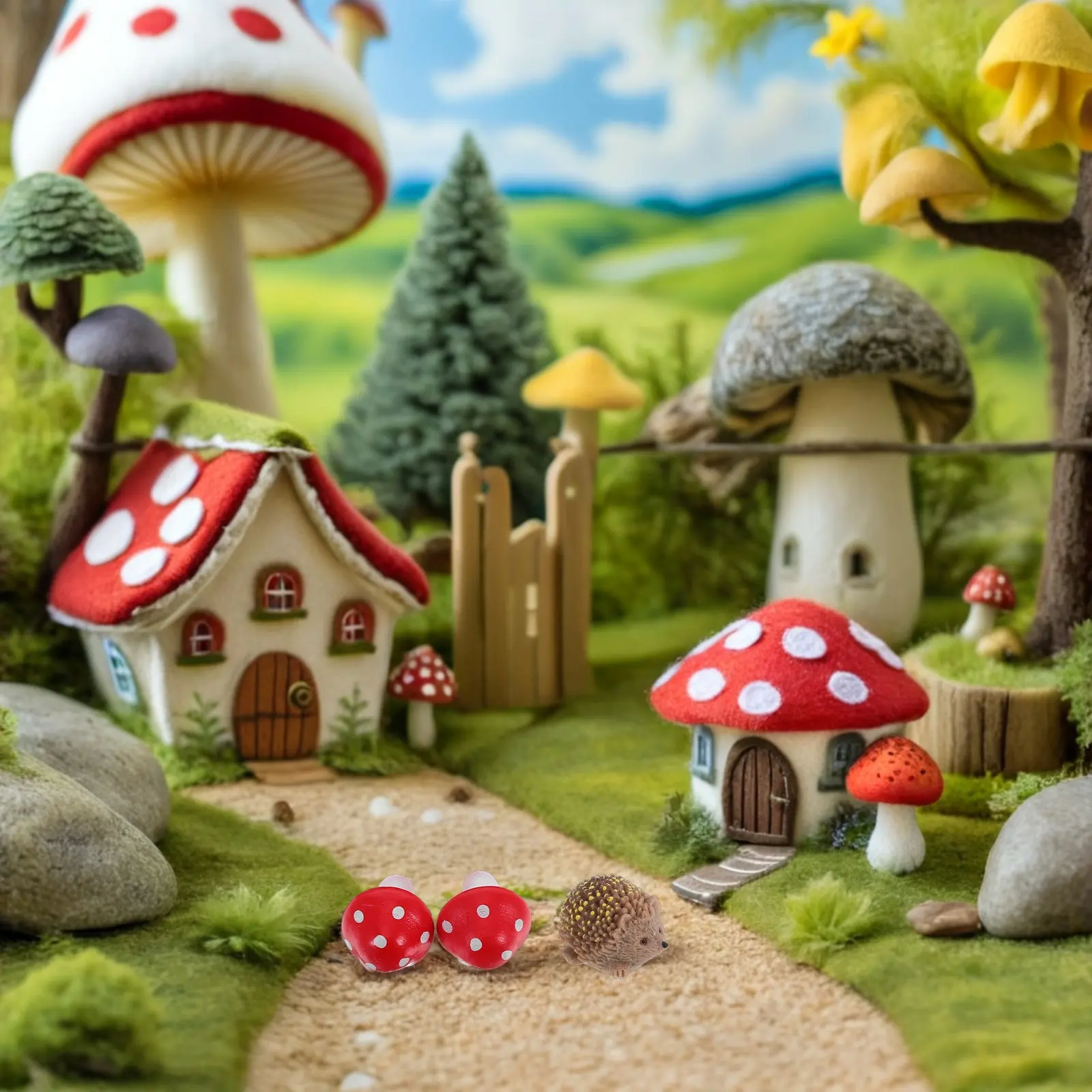 12Pcs Garden Bonsai Decor Mini Mushroom Hedgehog Resin Animal Miniatures Fairy Garden Accessories Micro Landscape Outdoor