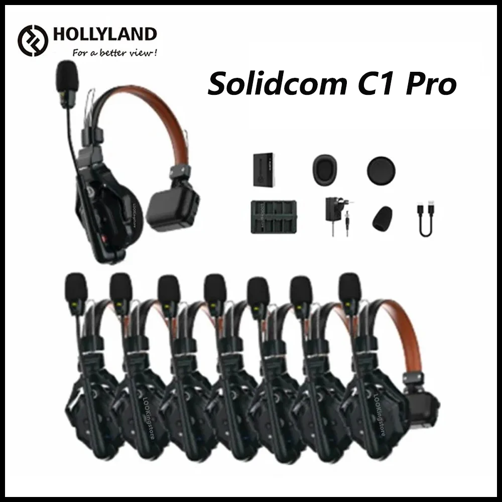 Hollyland Solidcom C1 Pro Wireless Intercom Communication Headset Remote Single Ear Headphone Microphone 1100ft 350m Los Range