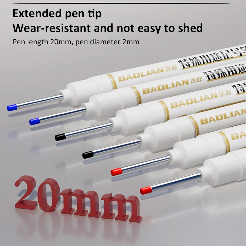 Extra Long Fine Tip Carpenter Pen Metal Perforating Pen Waterproof Construction Site Pens for Wood/Wall/Concrete Tiles/Plastic