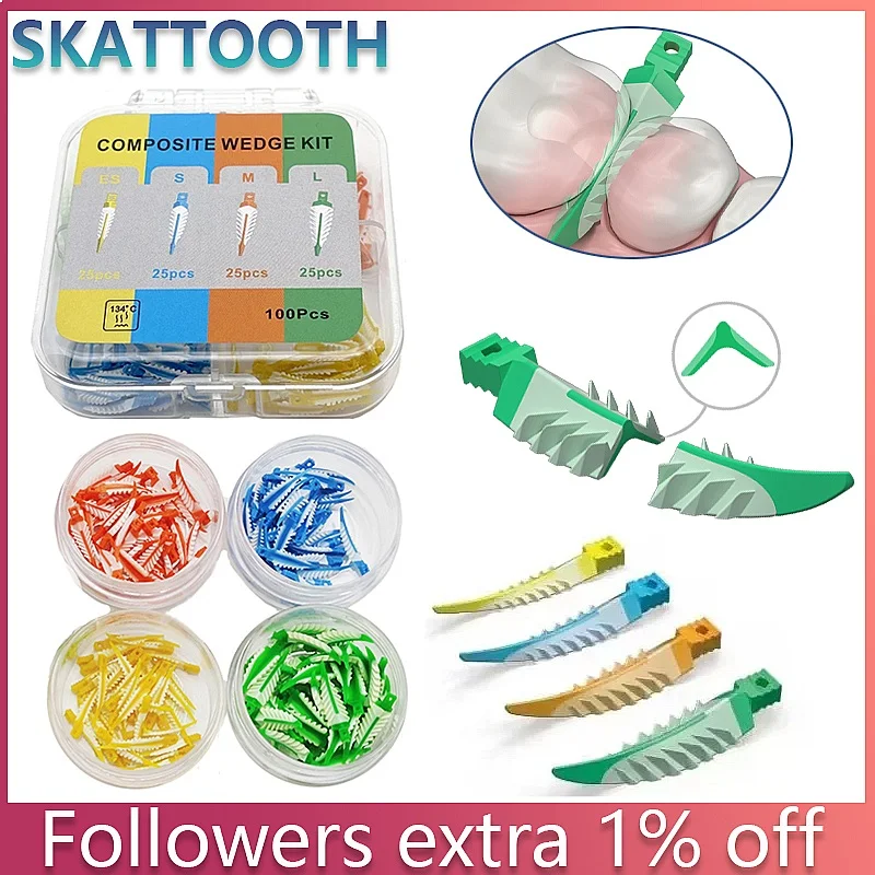Dentals Silicone Interdental Wedges Kit Autoclaved Adaptive Teeth Gap Wedge for Tooth Restoration