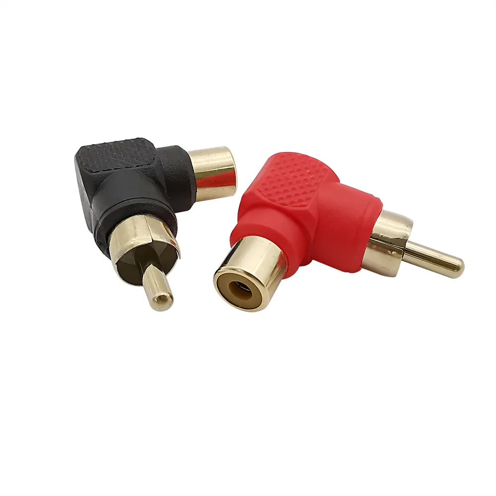 10 Teile/los 90 Grad RCA Männlich zu Weiblich Audio Adapter RCA Stecker Jack Rechten Winkel Ellenbogen Stecker Rot Schwarz – Detail 1