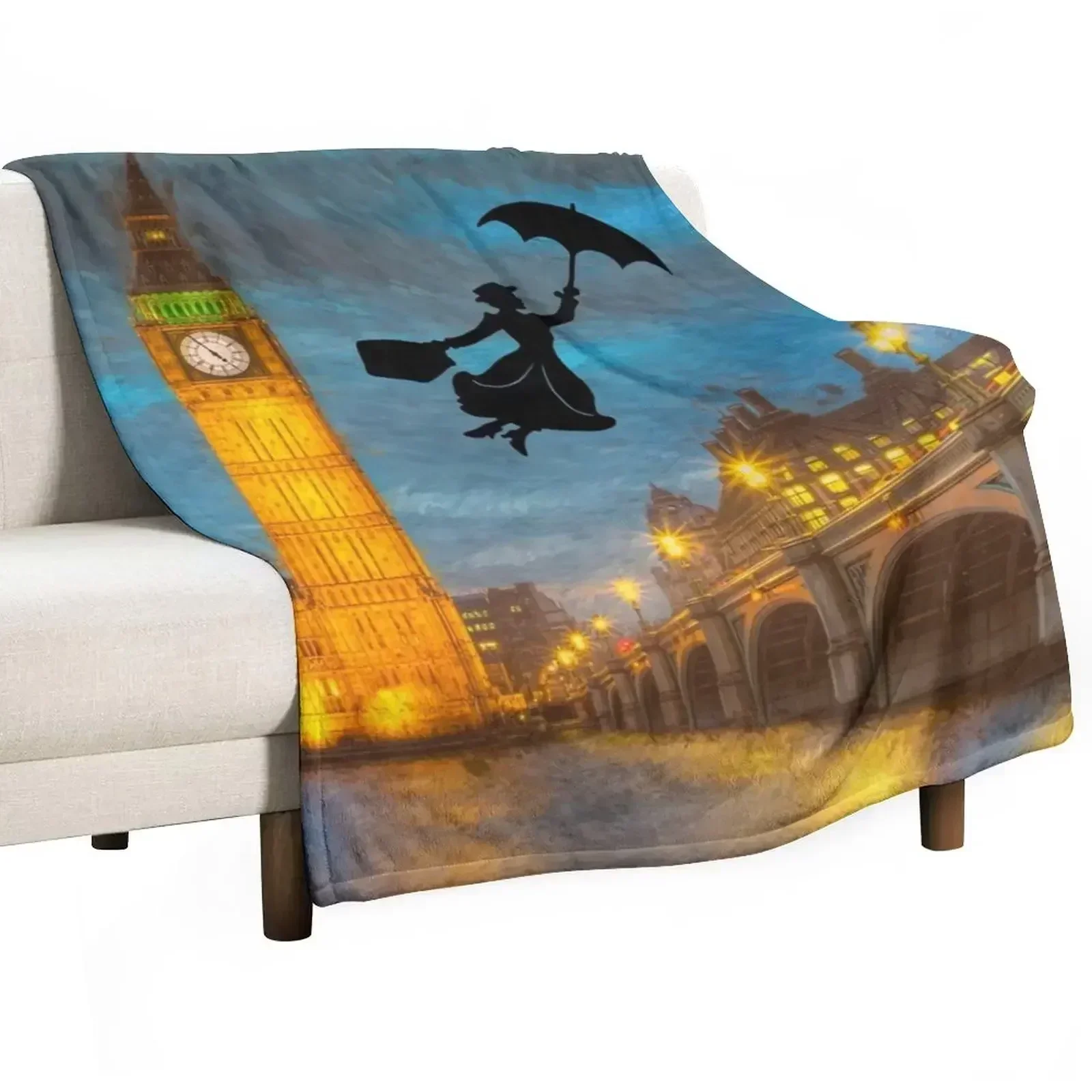 Magical Nanny Over London Throw Blanket Soft Beds Sofas Sofa christmas gifts Large Summer Beddings Blankets