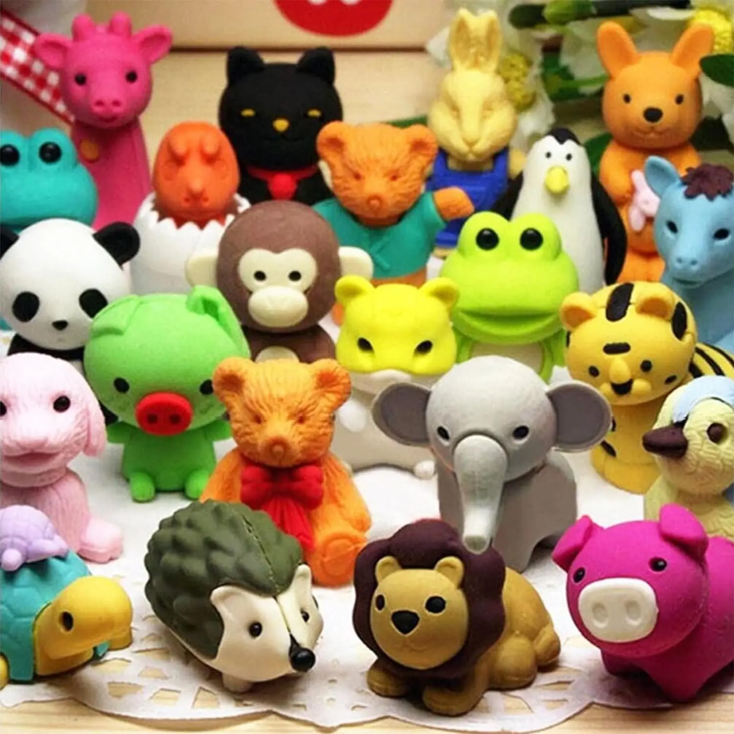 30 Pcs Animal Erasers Desktop Pets Animal Pencil Erasers Bulk Puzzle Toys Gifts Classroom Prizes Easter Egg Fillers,Party Favors