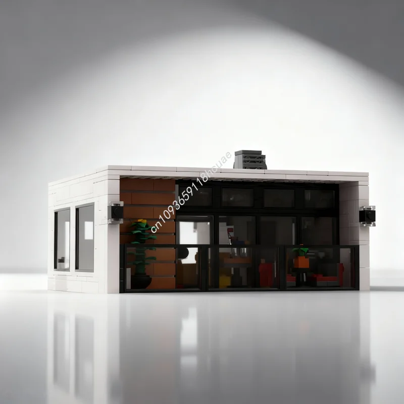 

1234 деталей MOC Современный пляжный бунгало-конструктор 3 в 1, модель из строительных блоков, архитектурная игрушка, идея для самостоятельной сборки, рождественский подарок, развивающий конструктор