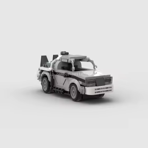 MOC-XM292 Return to the Future DeLorean 6-Grid Car Model Small Particle Embedding Block Electronic Drawing 229pcs