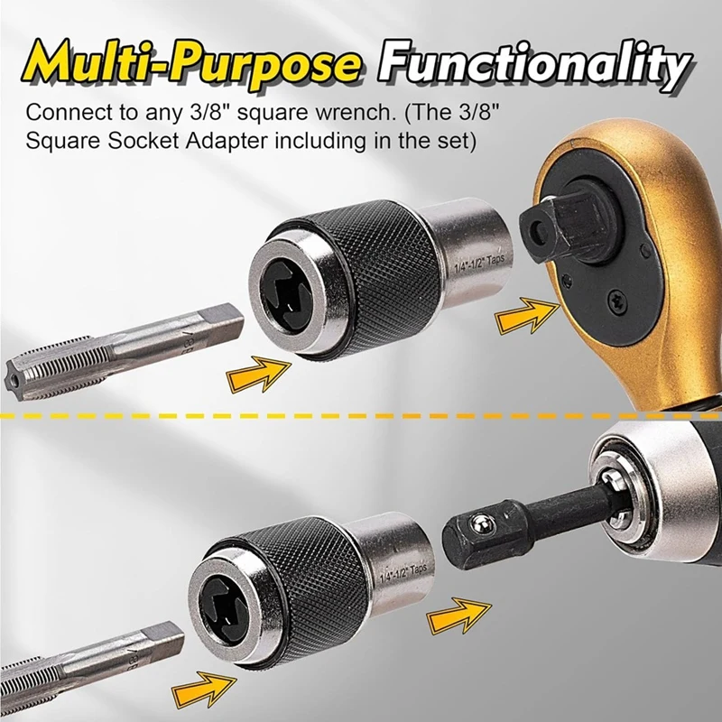 Tap Socket Set, 3PCS Tap Extractor Tool With Adjustable Jaws,Tap Sockets With A 3/8Inch Socket Adapter For Taps ,Reamers