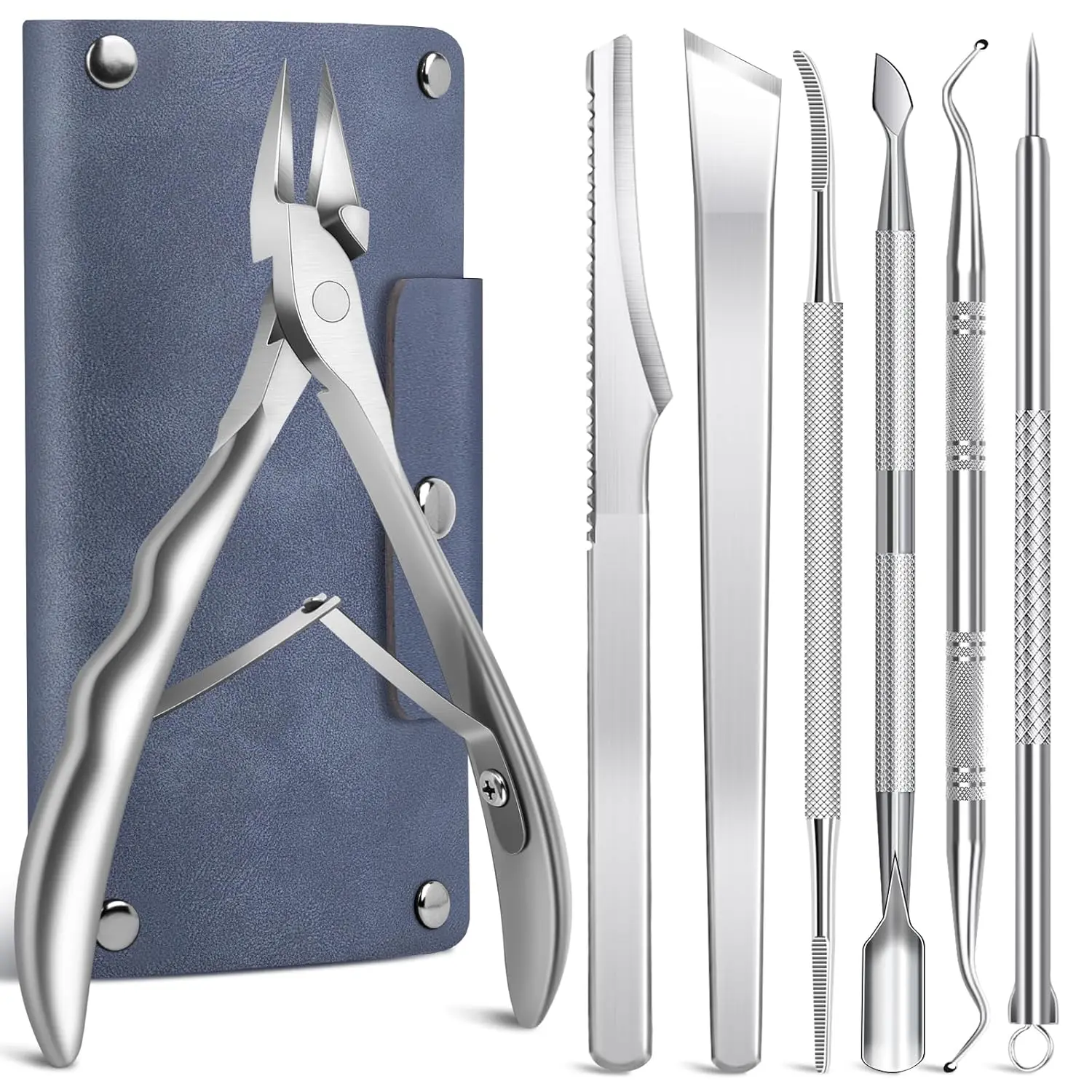 

7-Piece Ingrown Toenail Treatment Set, Stainless Steel Removal Kit, Toenail Clippers for Thick Nails, Pedicure Tools