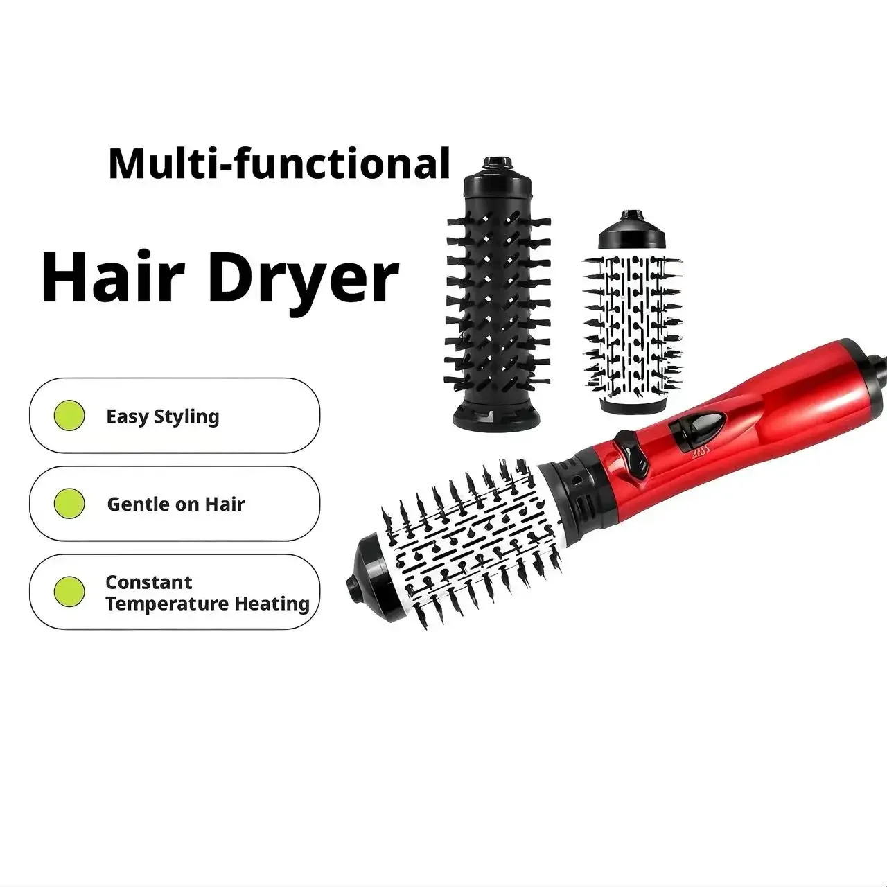 

Многофункциональный стайлер для волос 3-в-1: фен-щетка с постоянной температурой, автоматическим вращением, для завивки, выпрямления и придания объема, с функцией укладки высокой прически