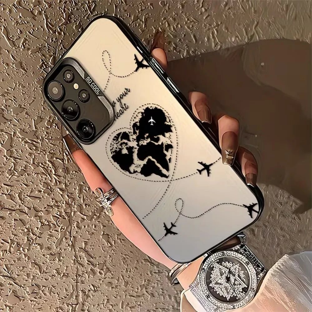 Funda para teléfono con diseño de trayectoria de vuelo de avión para Samsung Galaxy A73 A72 A71 A56 A55 A54 A53 A51 A36 A35 A34 A52 A50 A30 S 4G 5G