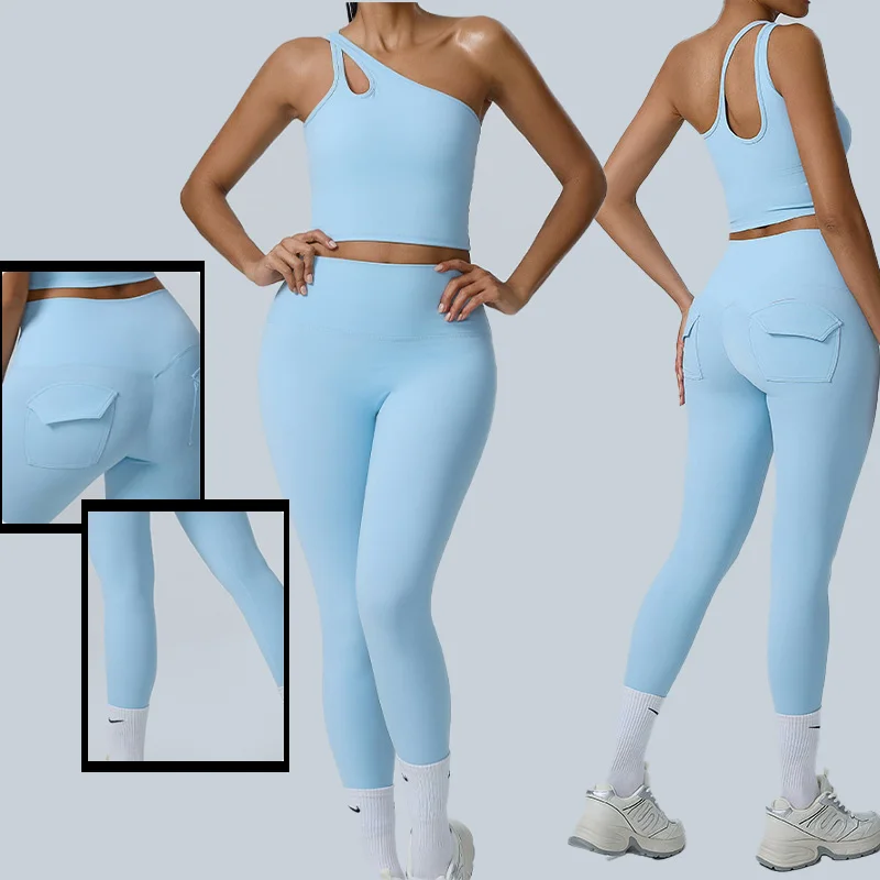 

Женский спортивный костюм из 2 предметов, спортивный жилет для йоги с нагрудной подушечкой, высокоэластичный спортивный костюм без рукавов для женщин, комплект для тренировок
