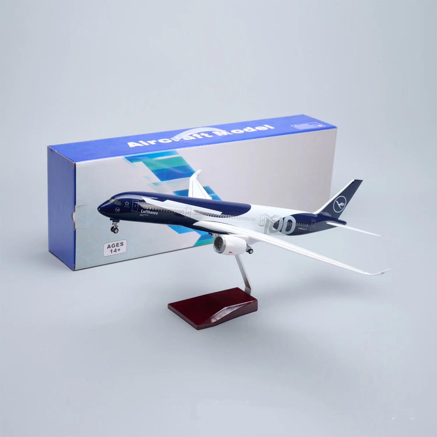 47cm Lufthansa A350 German 100years Airplane Plastic Model With Lights And Wheels Souvenir Hobby Collection Gift