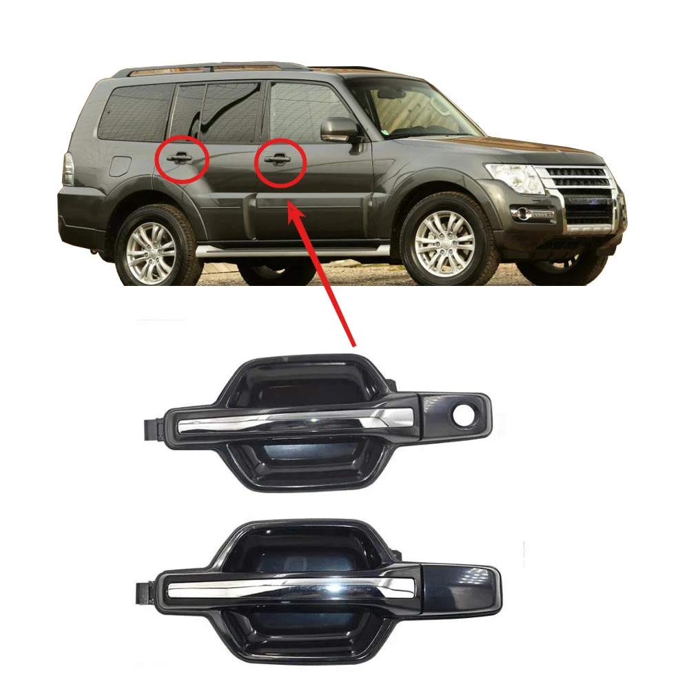 

1 Piece No Painting LHD Door Handle for Pajero V97 V93 V87 V98 Black Color with Chrome Strip for Montero V73