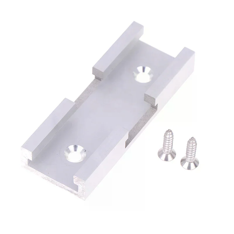 1pcs T-Track Intersection Slot Woodworking Chute For Miter Gauge Guide Rail With Pre-Drilled Mounting Holes Silver