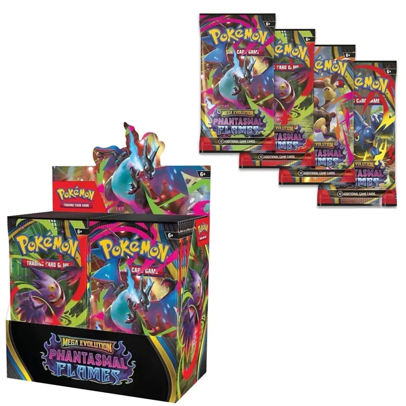 

10/50 шт. Карта Покемон MEGA EVOLUTION PHANTASMAL FLAMES Prismatic Evolutions Black Bolt, английская бустерная боевая карта для транзакций