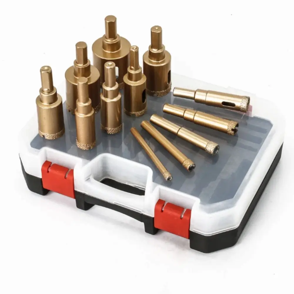 

Hole Opener Vacuum Brazed Adamas Drill Bits 12pcs Set Gold Color Core Drill Bit 6-35mm Size Brazing Drill Bit Granite Processing