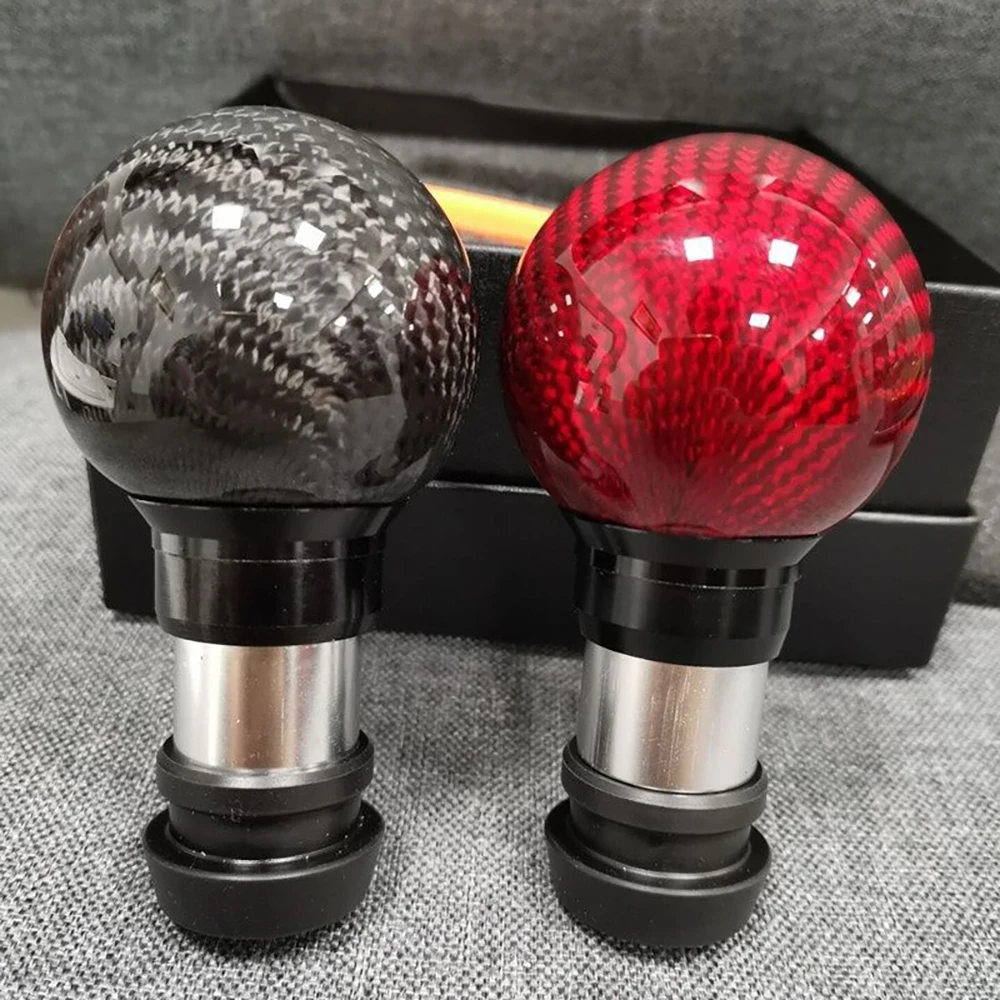 Car Modification Gear Head Universal Carbon Fiber Round Ball Shift Knob Car Accessories ﻿