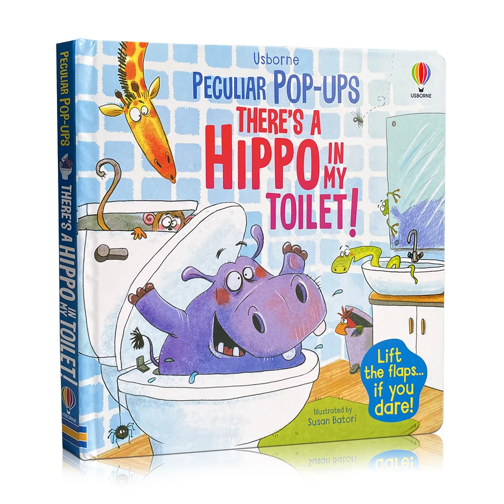 Usborne Pop-UPS There\'s A Hippo in My Toilet Picture Books Cardboard English Activity Book Bedtime Story Books Kids Learning Toy