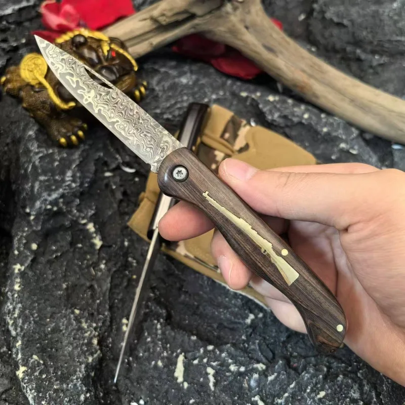 

Ручка из черного дерева + VG10, дамасская сталь, острый складной нож с лезвием, портативные карманные ножи для выживания на открытом воздухе, ручные инструменты