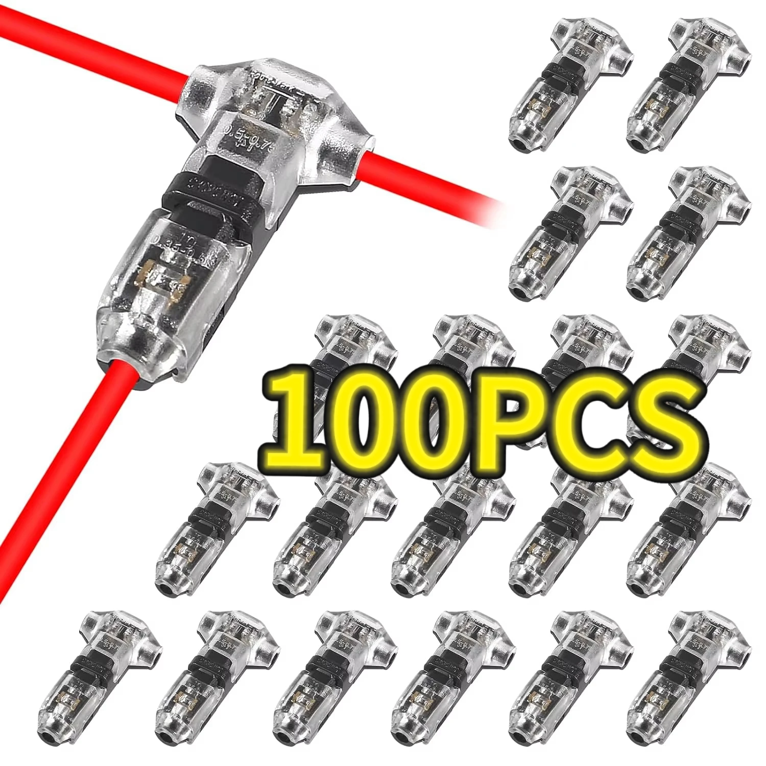 T Type One Pin Low Voltage Wire Connector Solderless No Stripping Quick Splice Tool Free Universal Two Way Mini Terminal Joint