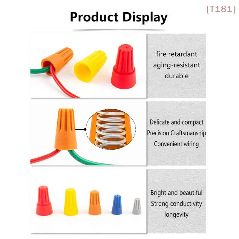 [E] 50Pcs Fast Wire Connector P1 P2 P3 P4 P6 Electrical Insulated Twist Crimp Terminal Nut Spring End Cap Rotating Splicing