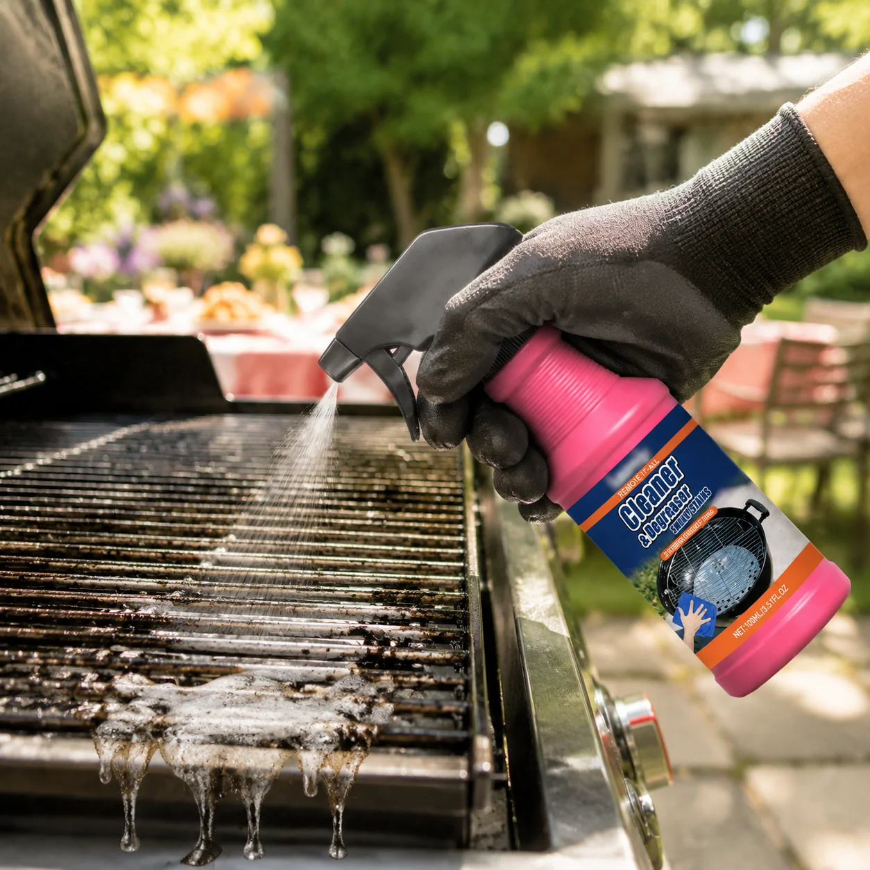 Grill Grate Cleaner Spray 100 ml Heavy Grease Remover Water Soluble Easy Rinse Formula for Stainless Steel Cast Iron BBQ Grates
