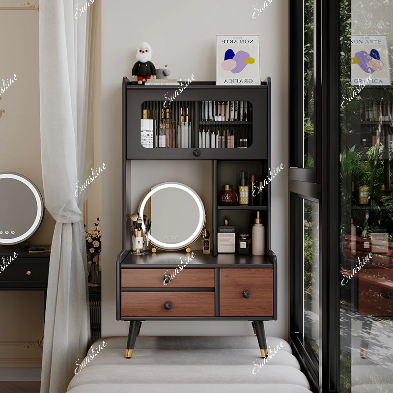 

Retro simple bay window dresser storage cabinet integrated bedroom French, small apartment multi-functional