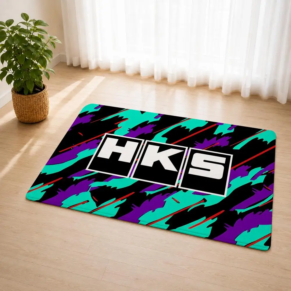 H-HKS Racing Car Modification Floor Mat Flannel Rug Soft Non Slip Door Mat For Bathroom Bedroom Kitchen Living Room Home Decor