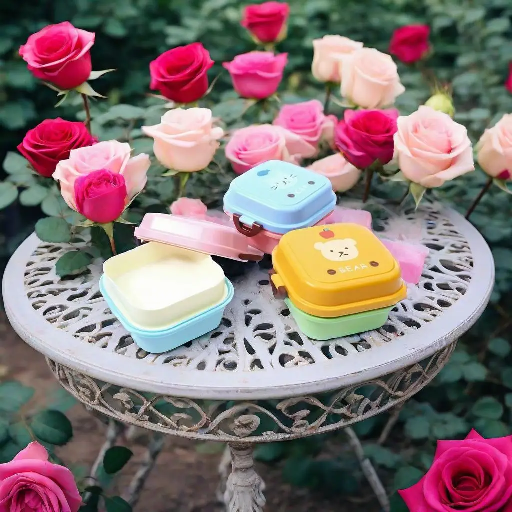 Cute Cartoon Patterns Lunch Box 2 Layer Cartoon Healthy Plastic Bento Box,Bento Food Container Dinnerware Lunchbox Cutlery