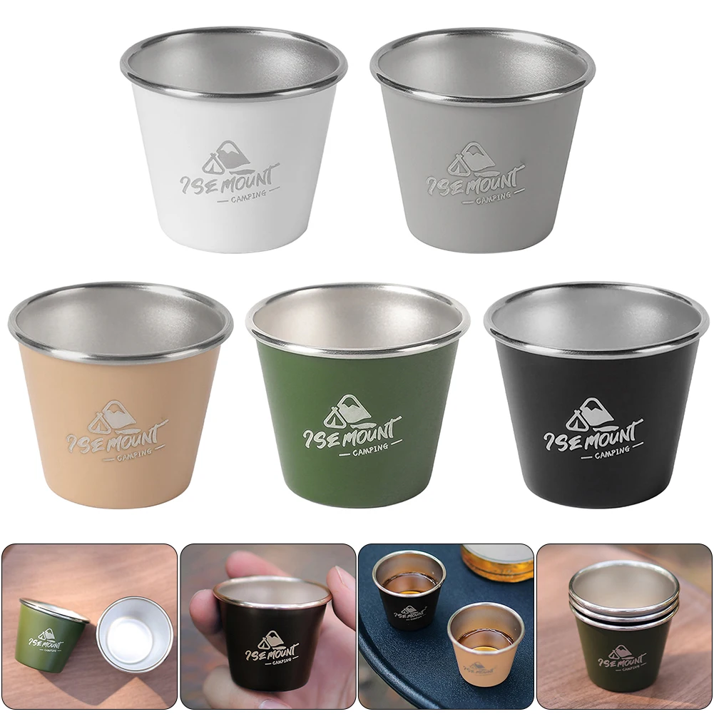 50ML Travel Beer Cup Stainless Steel Lightweight Pint Cup Stackable Metal Tea Cup Portable for Hiking Fishing Climbing