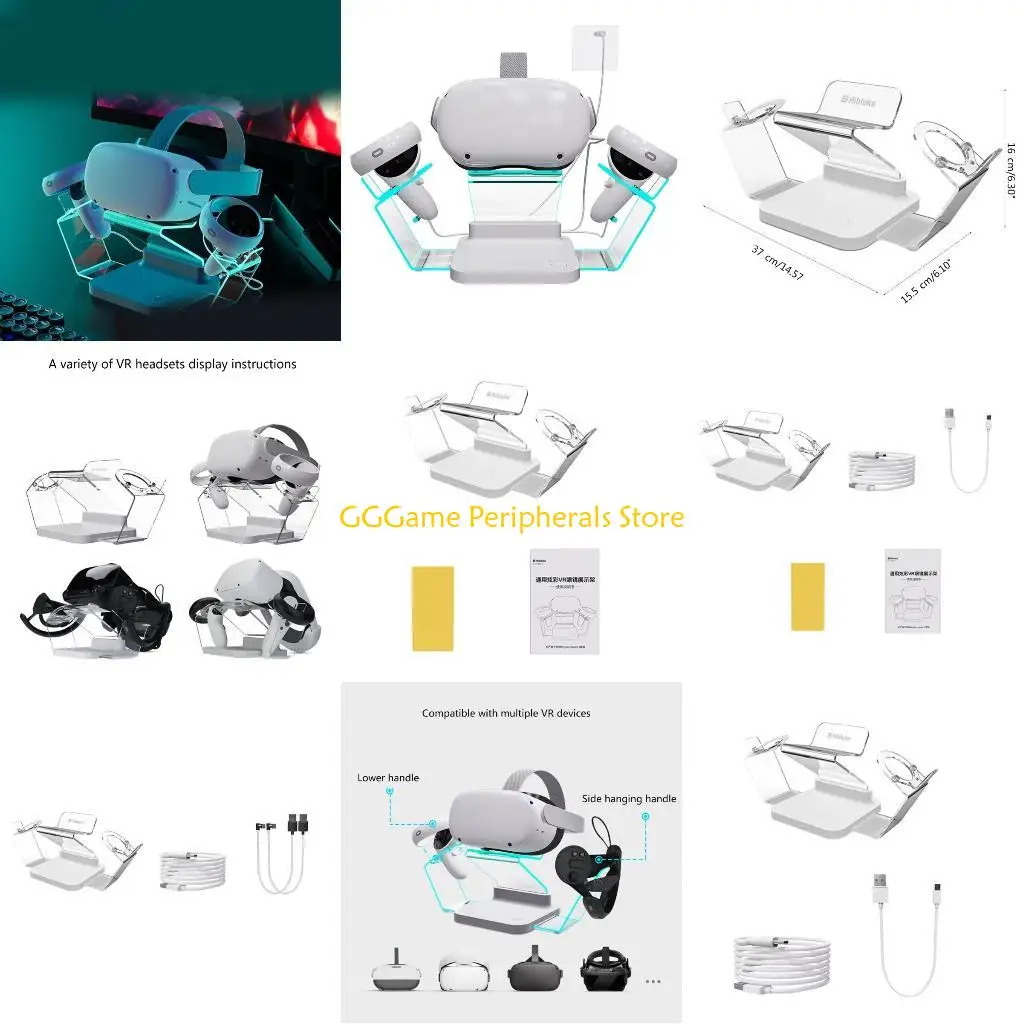 

U55B Sleek Headset Stand Charging Dock Holder Showcase Your Virtual Reality Collection Perfect for Various Headsets