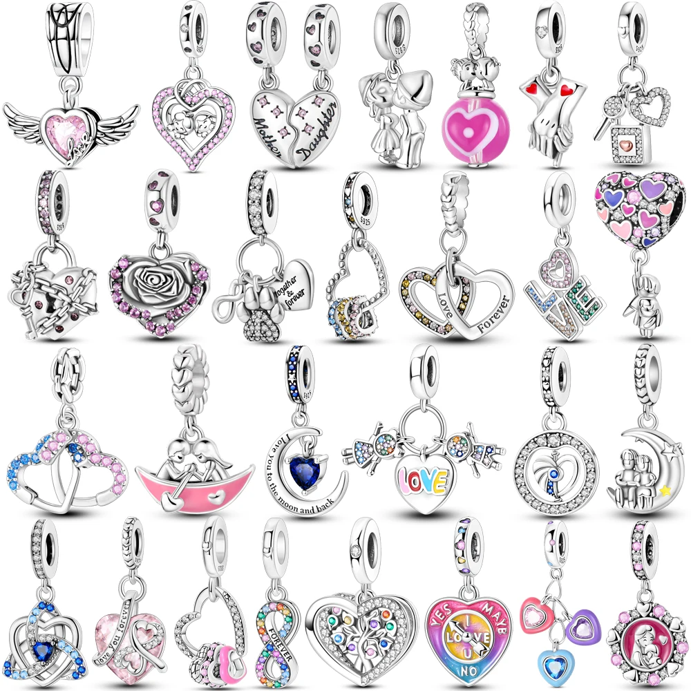 

2025 Charms 925 Sterling Silver Heart Forever Love Infinity Dangle Beads Fit Snake Chain Bracelet Necklace Women DIY Jewelry