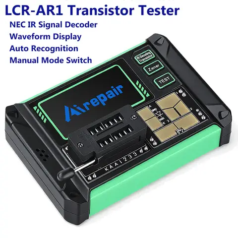 Testeur de transistors LCR-AR1 avec décodeur IR, écran 1,9 pouces, connecteur Type-C, pour la réparation électronique de MOSFET, diodes et condensateurs