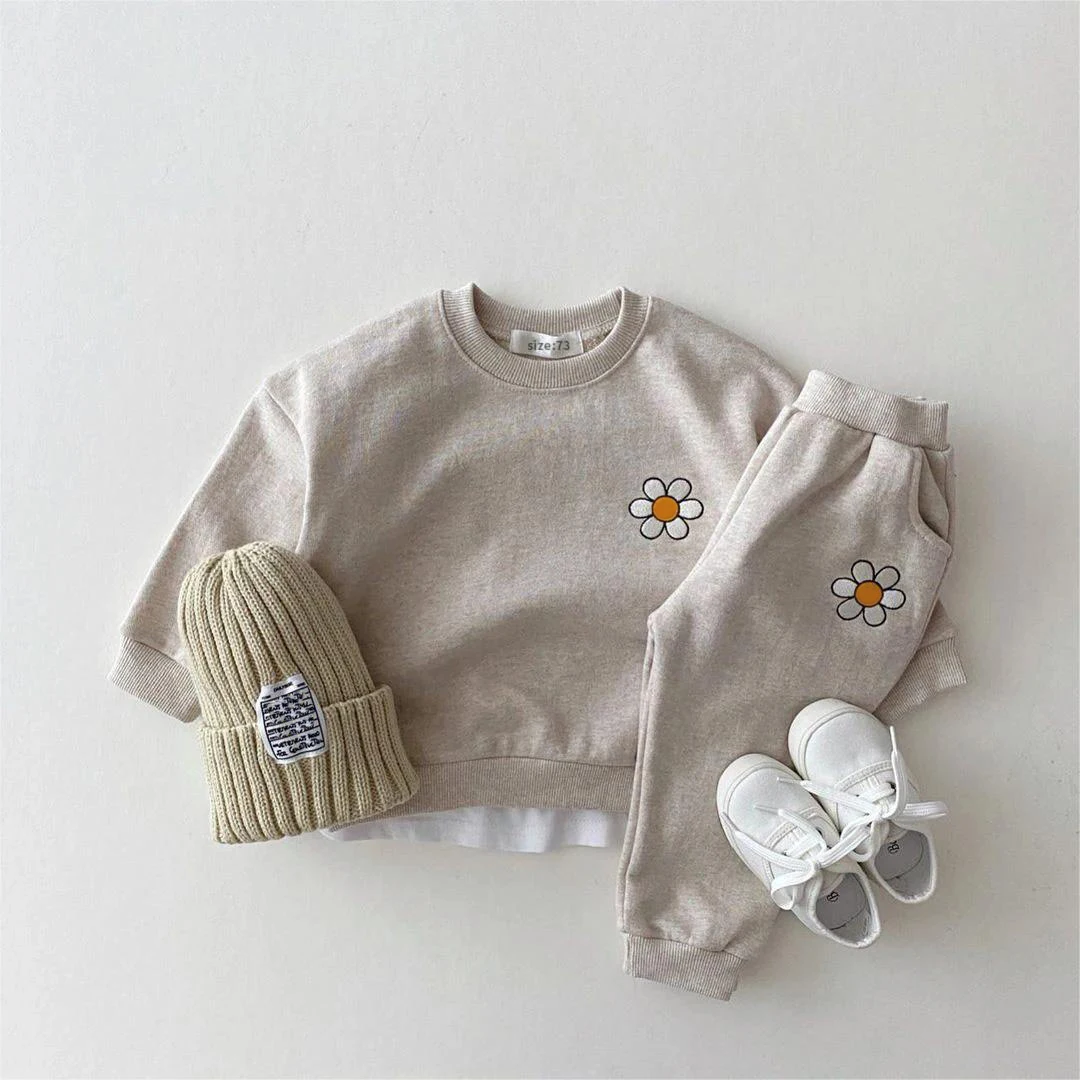 Infant Clothing for Baby Girls Clothes Sets Autumn Winter Newborn Baby Boys Floral Sweatshirt + Pants 2pcs Baby Designer Clothes