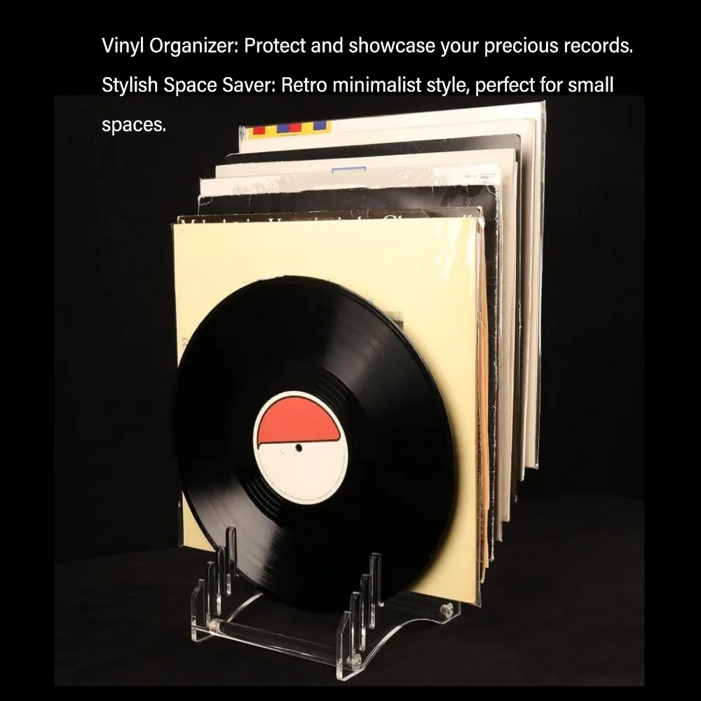 Easy Access Acrylic Record Storage Transparent Black Acrylic Rack Desktop 12-slot Record Display Disc Storage