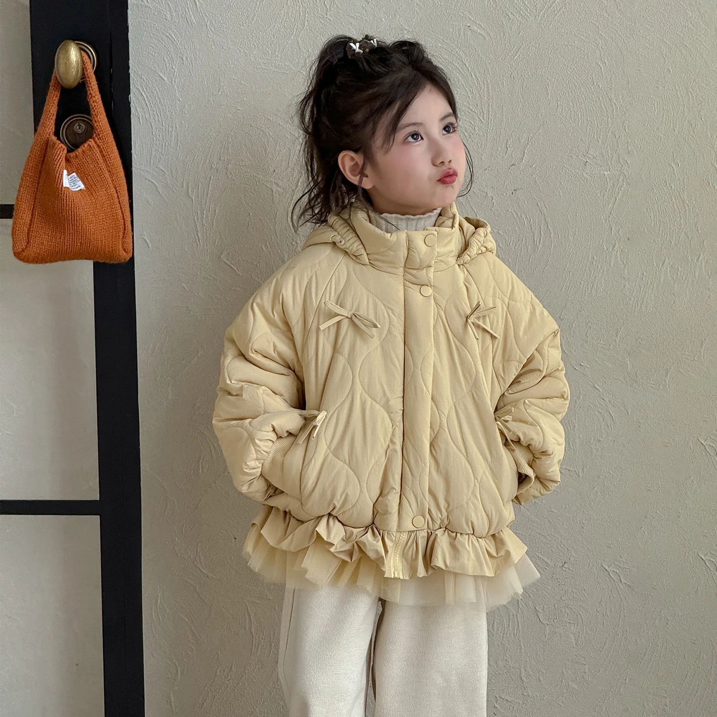 

Princ Sle Hooded Cotton Jaet for Little Girls Embroidered s Baby Girl's Warm Faionable Autumn Winter Clothes