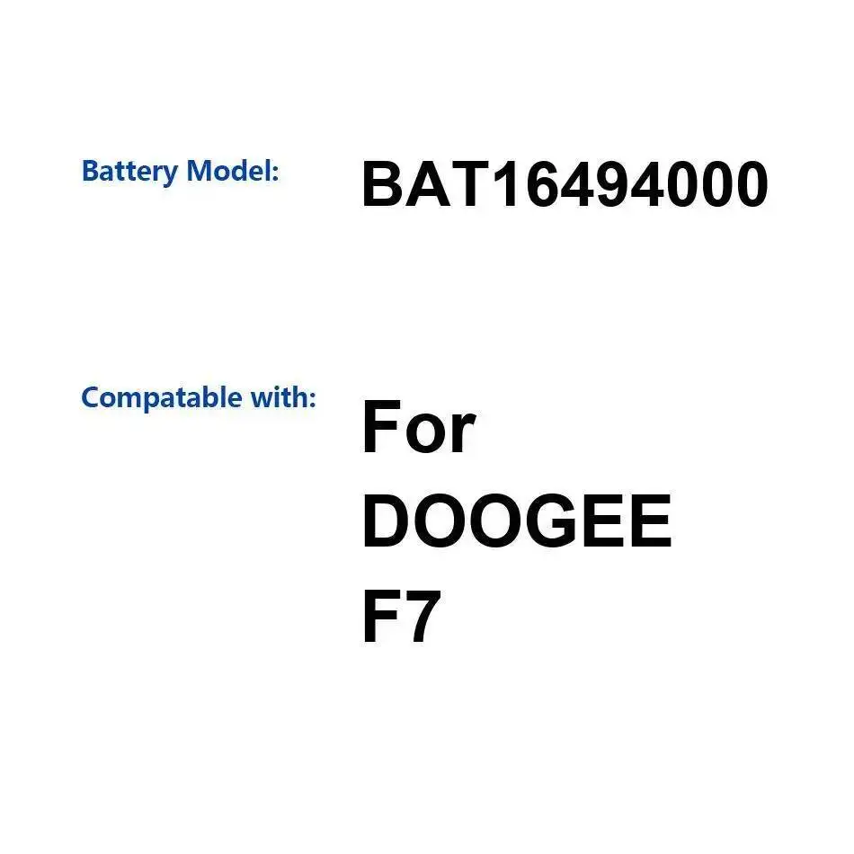 

Быстрая зарядка BAT16494000 для мобильного телефона Doogee F7, высокоэффективный аккумулятор 4000 мАч