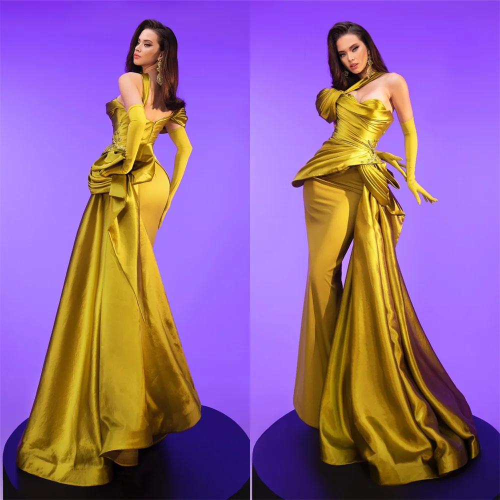 

Customized Formal Gown Prom Dearin One-shoulder Sheath Floor Length Skirts Open Back Layered Ruffle Bespoke Occasion Dresses Sau