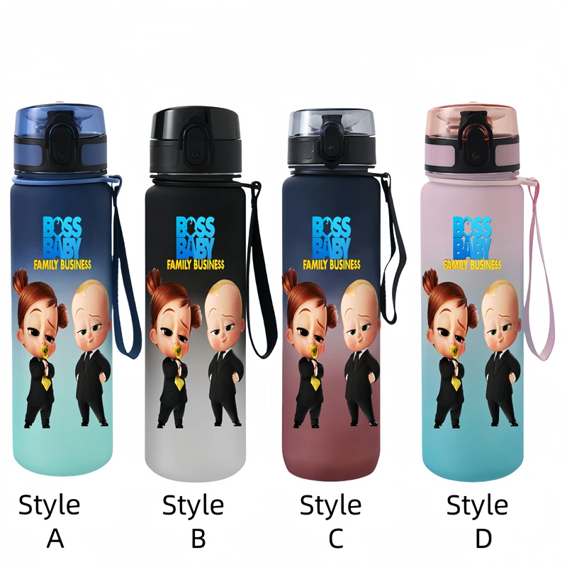 650ML De Boss Baby schattige Anime Karakters Waterbeker Draagbare kinderen Outdoor Grote Capaciteit Plastic Antidrip Waterfles