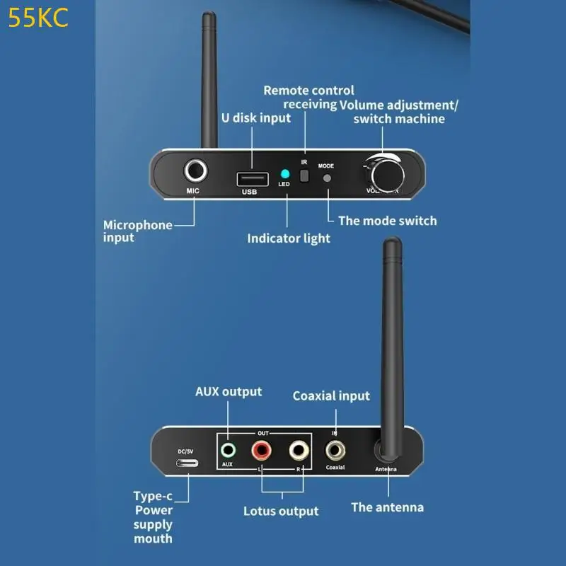 55KC r DAC Converter Adapter Coaxial to R/L 3.5mm Aux Adapter Support U-Disk