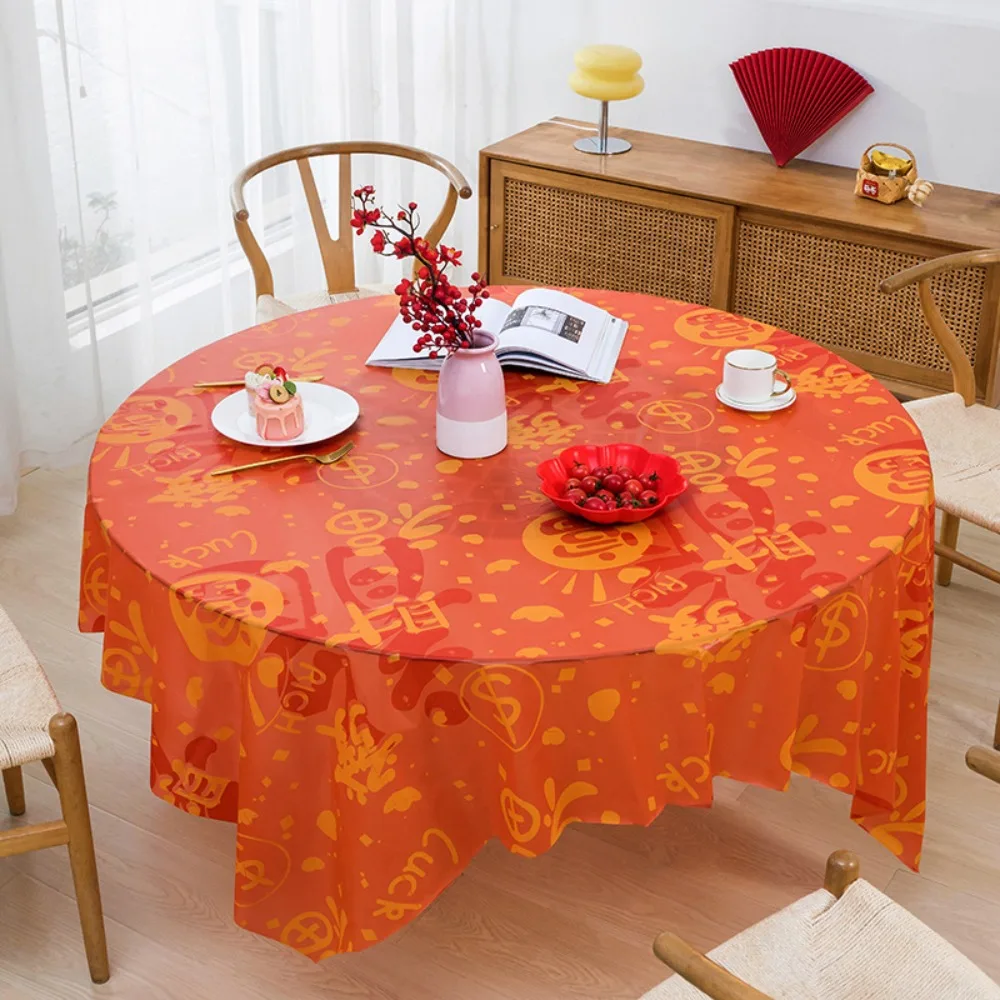 

3pcs Anti-scalding Chinese New Year Disposable Tablecloth Wear-resistant Thickened Table Cover Plastic No-wash Table Decoration