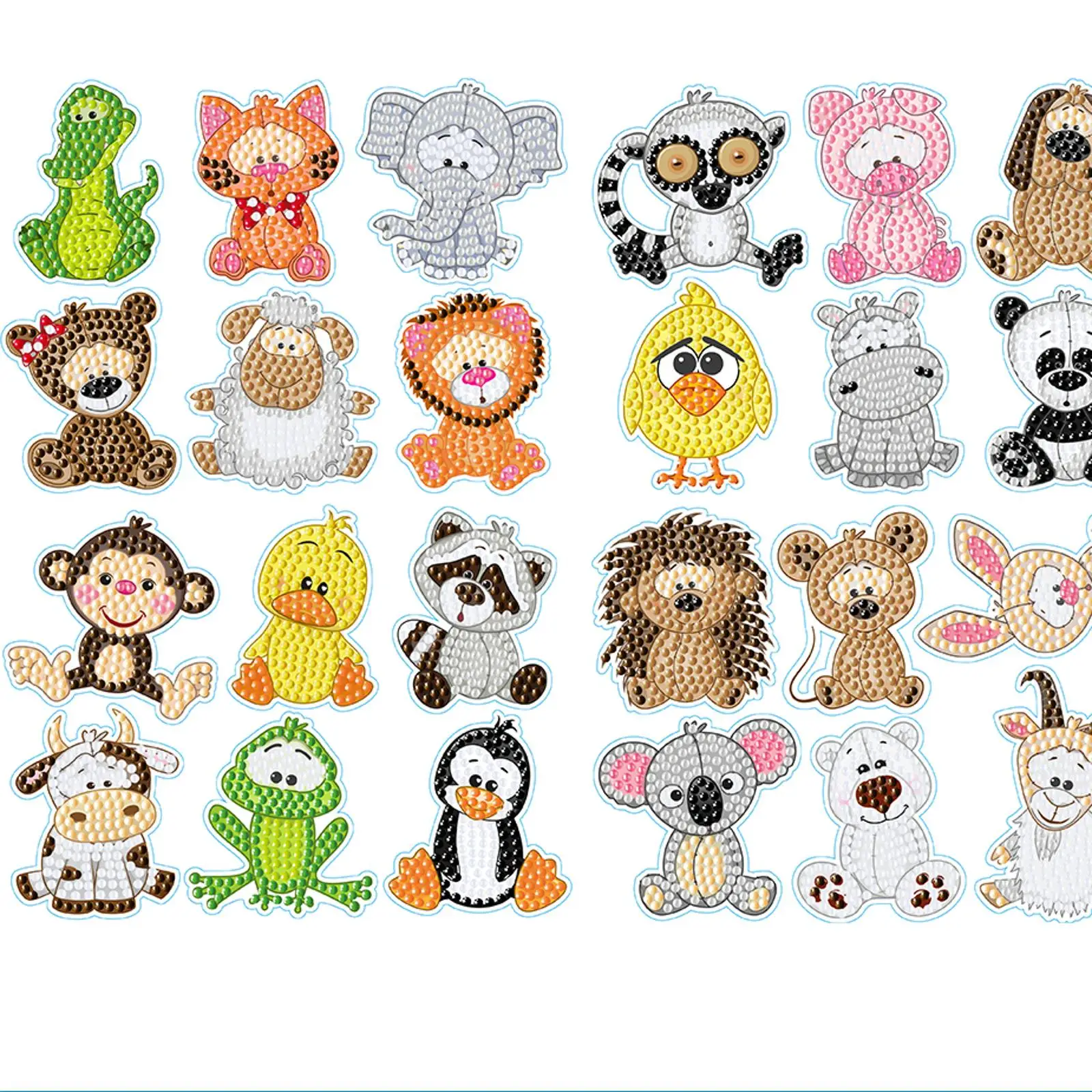 

24PCS Diamond Painting Stickers Kits Diamond Painting by Numbers DIY Diamond Mosaic Sticker Handmade Animal Diamond Art Sticker