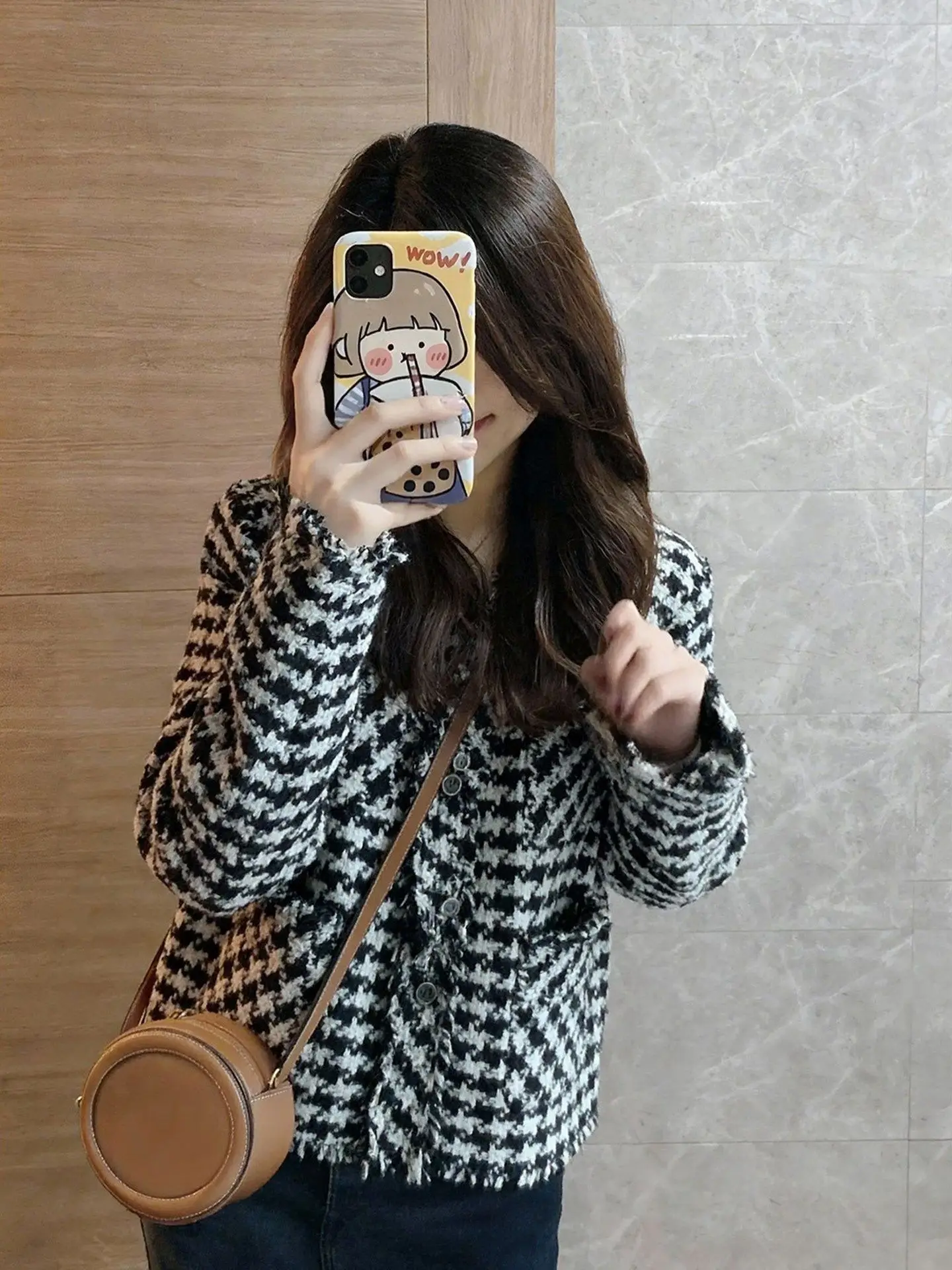 

Модный клетчатый кардиган с длинными рукавами для женщин, свободный крой, топ с высокой талией, для повседневной носки, весна-осень-зима